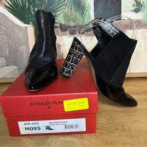 Donald J Pliner Croc, Black Leather Slingback Mules